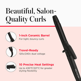 REVLON SmoothStay curling a strand to show tight bouncy curls result