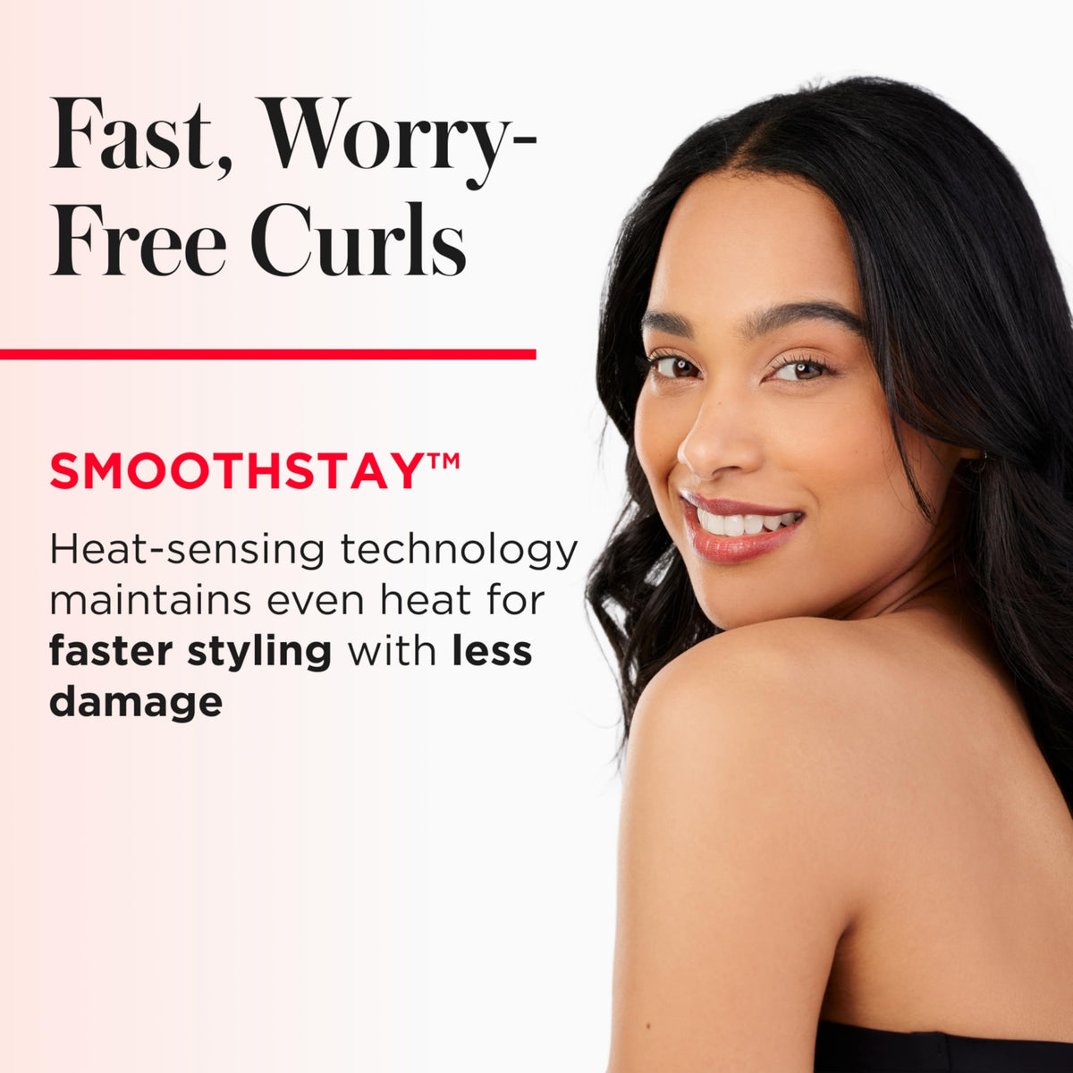 REVLON curling iron styling long hair into loose curls, fast everyday results