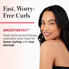 REVLON curling iron styling long hair into loose curls, fast everyday results