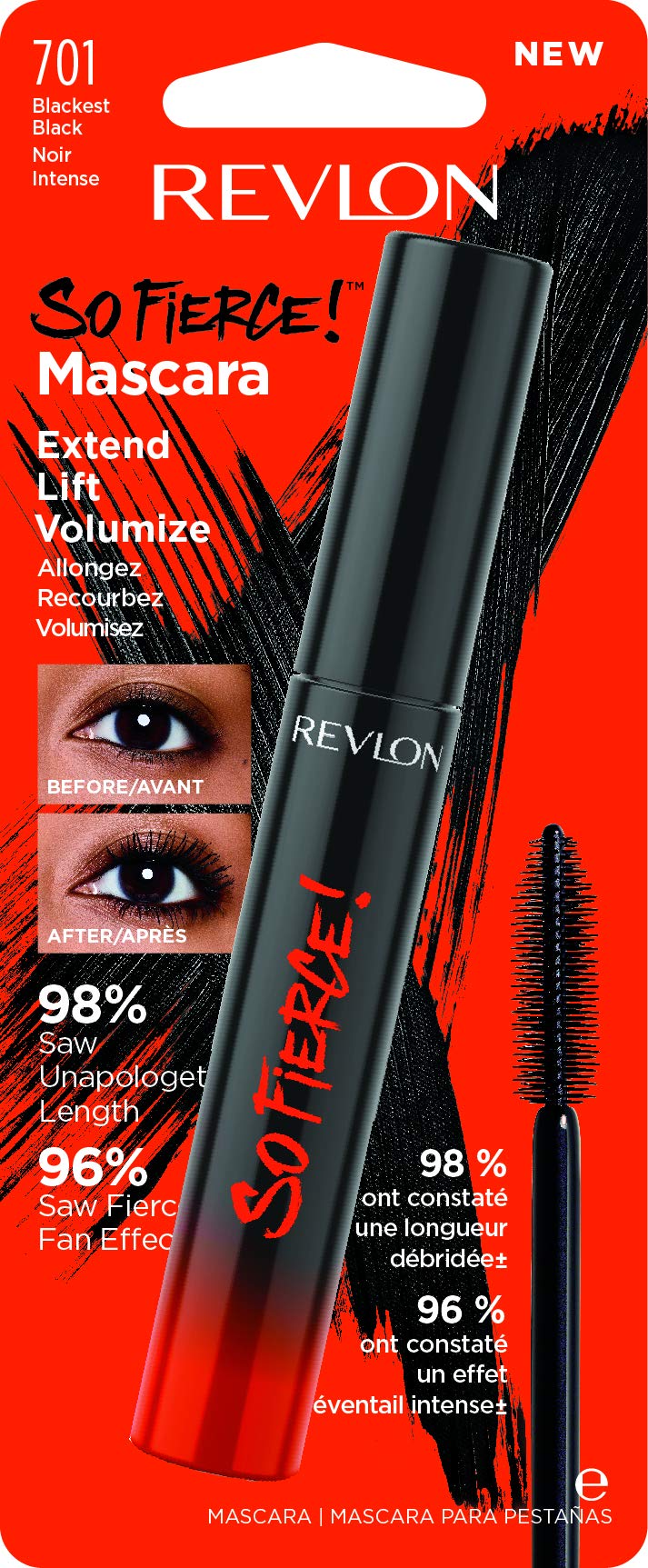 Revlon So Fierce next to ruler size and scale for travel-friendly 0.25 fl oz benefit