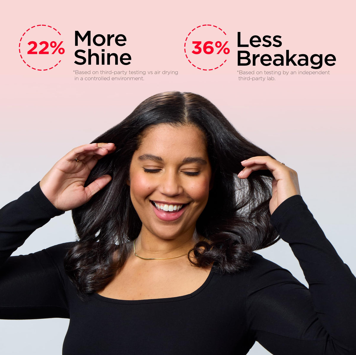 REVLON styler in use creating a salon blowout for quicker styling at home