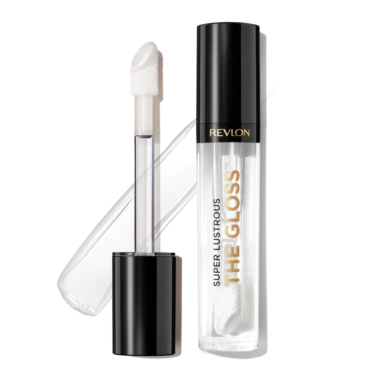 Revlon Super Lustrous front tube showing sleek packaging and clear gloss benefit