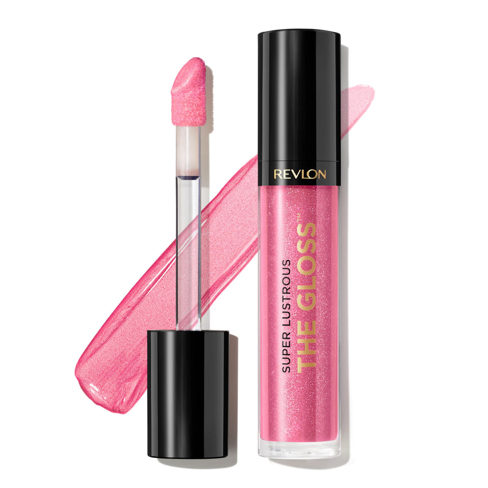 Revlon Super Lustrous front packaging showing glossy pink tube and branding for instant shine