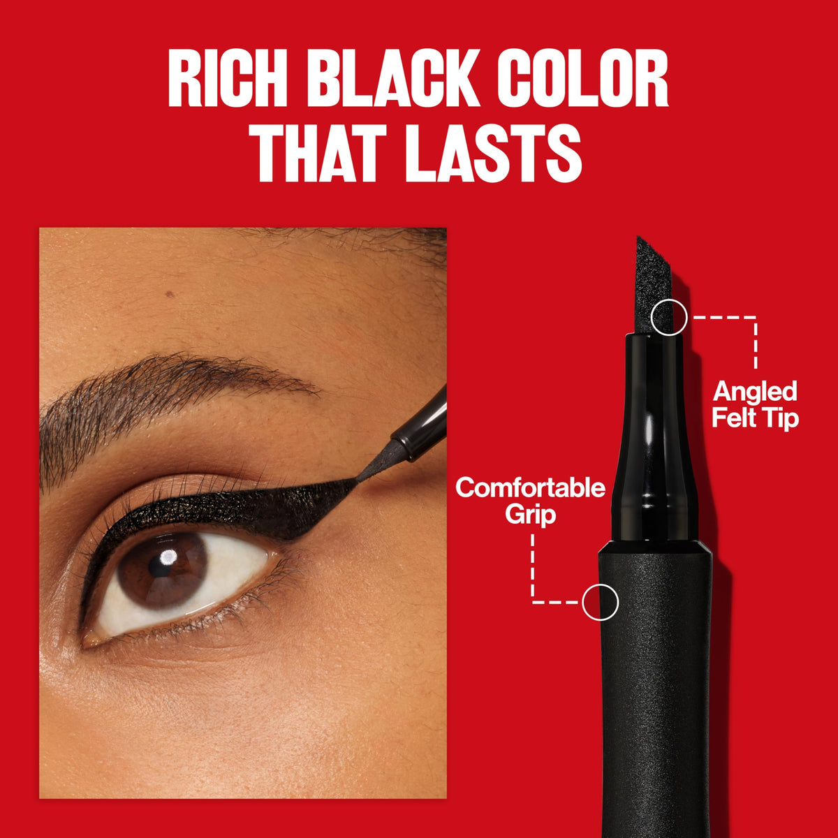 Revlon Sharp Line tapered felt tip detail for smooth variable-thickness lines
