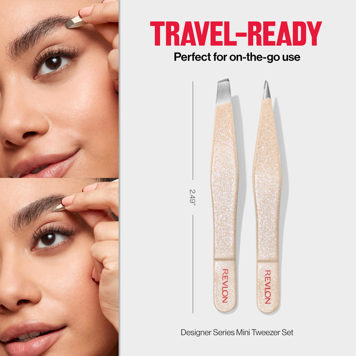Revlon tweezer tip alignment view illustrating accurate plucking performance