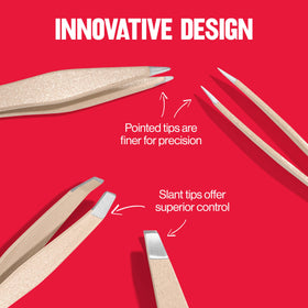 Revlon tweezer held in hand to display compact size and control