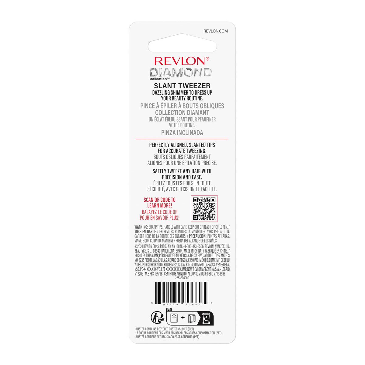 Revlon tweezers beside cloth showing cleaning and storage for long-lasting performance
