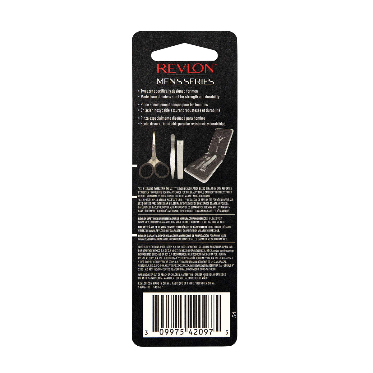 Revlon tweezers in a travel kit lifestyle image for easy on-the-go grooming