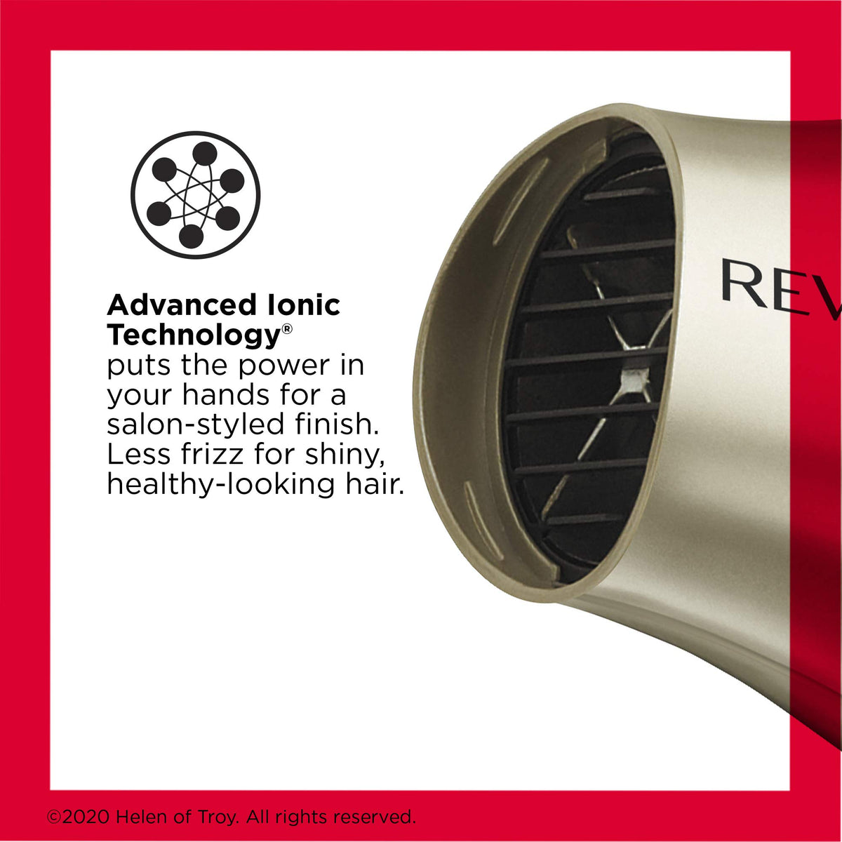 REVLON unfolded side view demonstrating full-size airflow performance