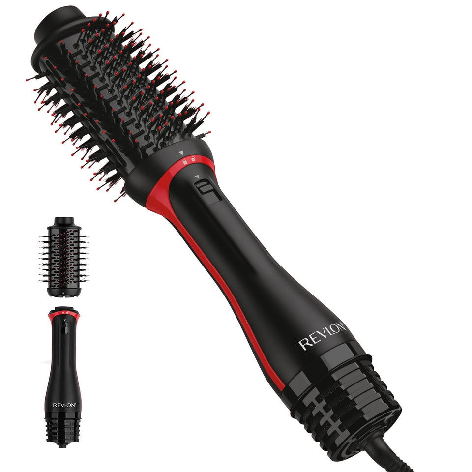 REVLON front view of Volumizer Plus showing oval brush and black finish for quick styling