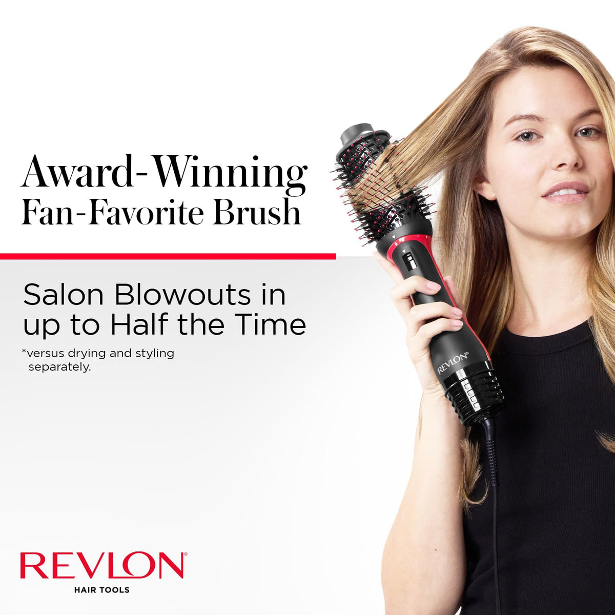 REVLON closeup of 2.4 inch oval brush head showing surface for root lift and shine