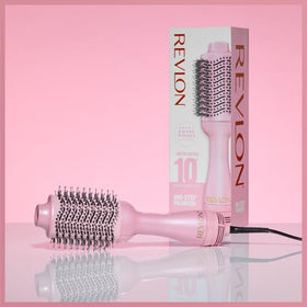 REVLON finished salon-style blowout in lifestyle scene showing shine and bounce
