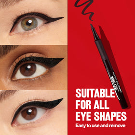 Revlon eyeliner with water droplets, illustrating waterproof, longwear benefit