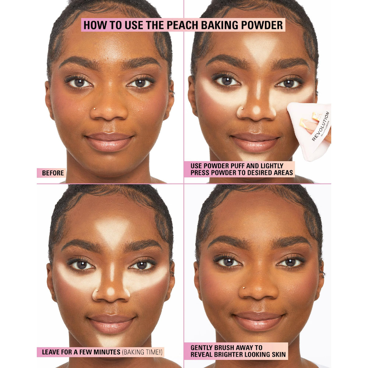 Revolution Beauty London spoon scooping powder demonstrating controlled application and precision