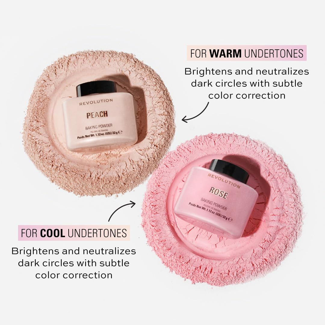 Revolution Beauty London sponge with powder demonstrating baking technique and long-wear result
