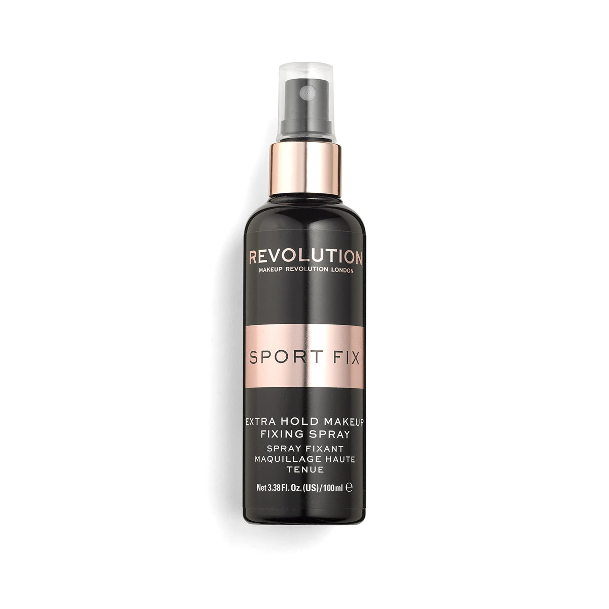 Revolution Beauty London spraying over finished makeup during workout for durable hold