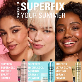 Revolution Beauty Superfix in a day-to-night lifestyle scene showing shine-free look throughout events