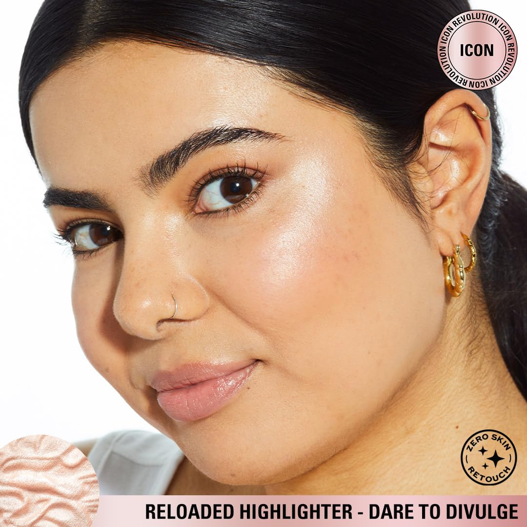 Revolution Beauty London applying highlighter to cheekbone for instant radiance