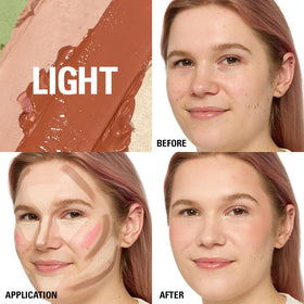 Revolution Beauty London open palette overhead revealing five cream shades for multiuse