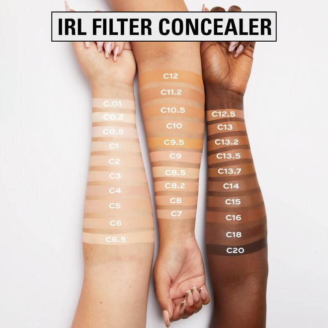Revolution concealer swatches on arm showing pigmented full coverage and blendability