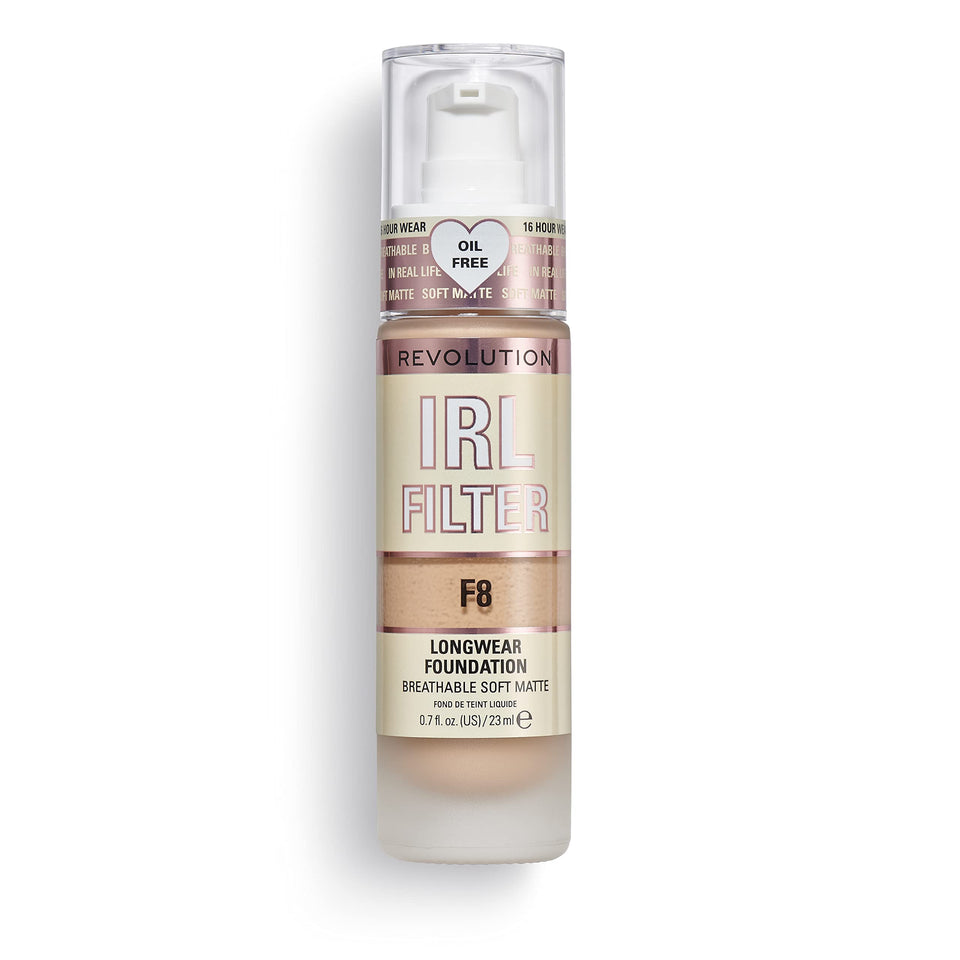 Revolution Beauty London front bottle showing label and matte glass benefit of precision dispensing