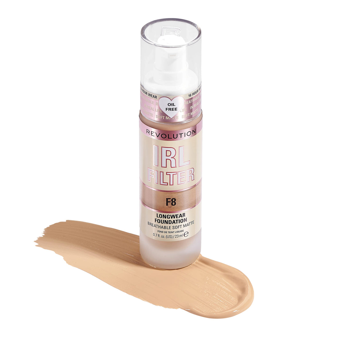 Revolution Beauty London foundation droplet on hand showing smooth texture and easy blending benefit