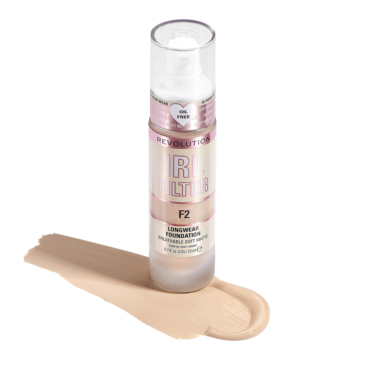 Revolution Beauty London foundation texture swatch illustrating blendable, breathable coverage