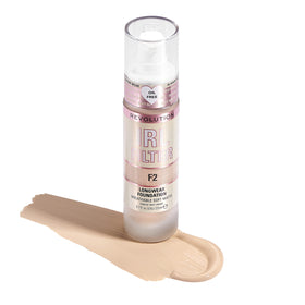 Revolution Beauty London foundation texture swatch illustrating blendable, breathable coverage