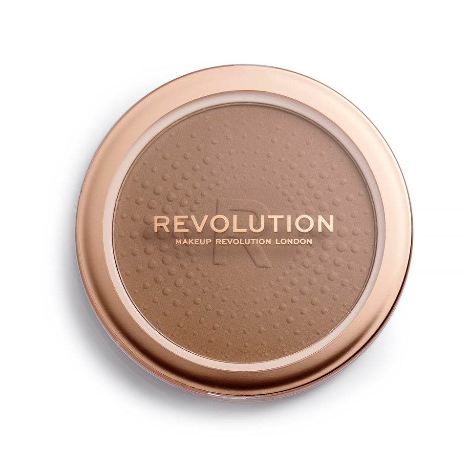 Revolution Mega Bronzer front compact showing shade and matte finish benefit