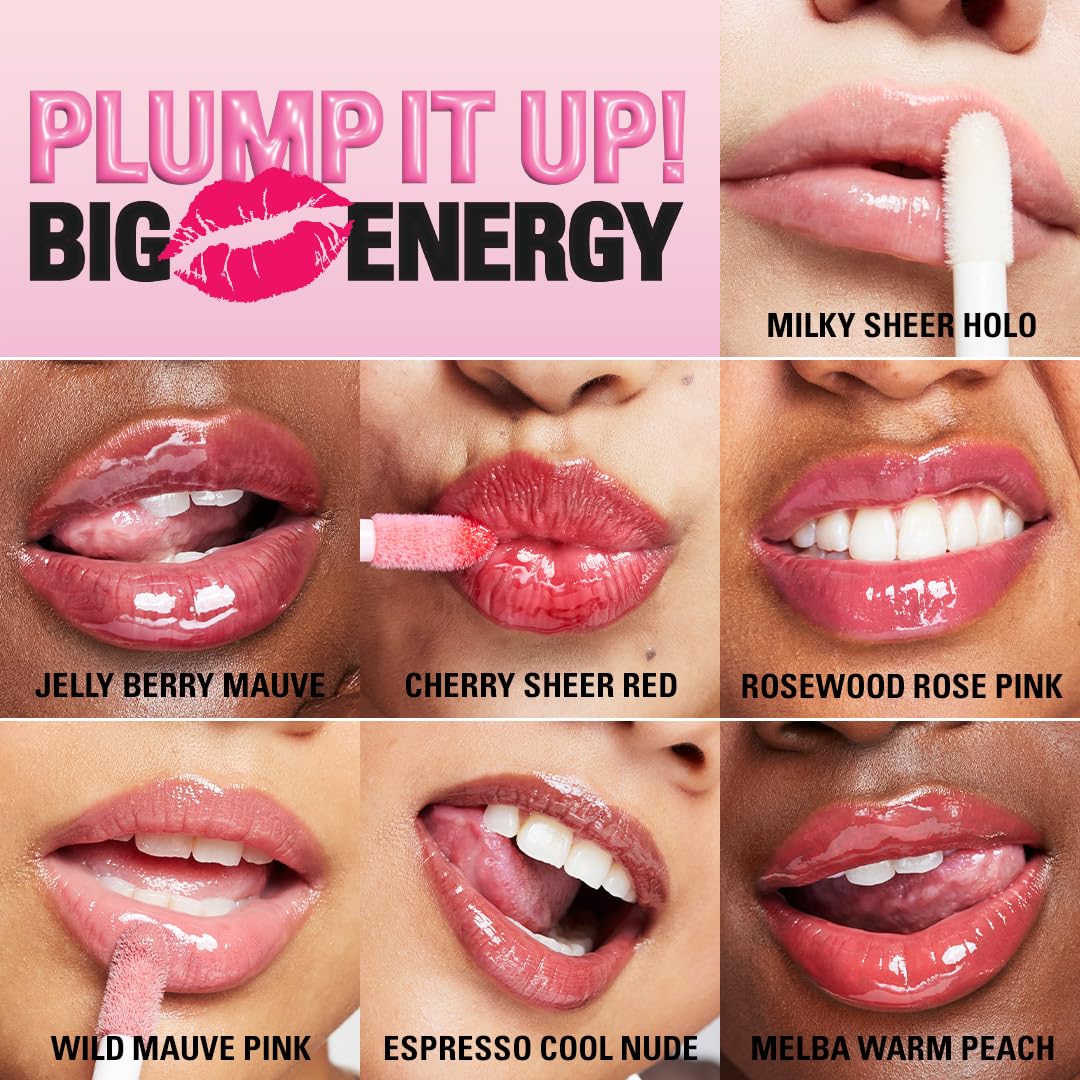 Revolution Pout Bomb ingredients visual highlighting hyaluronic acid and conditioning benefit