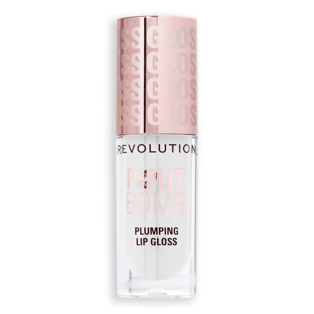 Size comparison of Revolution Pout Bomb next to coin illustrating compact 0.15 fl oz