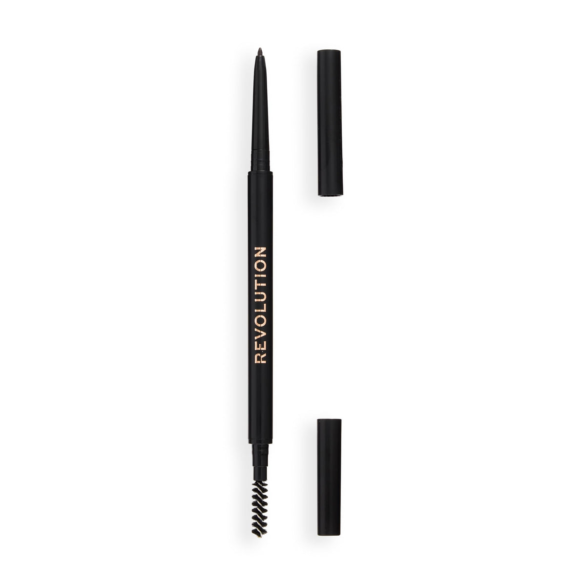 Revolution Precise Brow Pencil front view shows sleek packaging and easy grip benefit