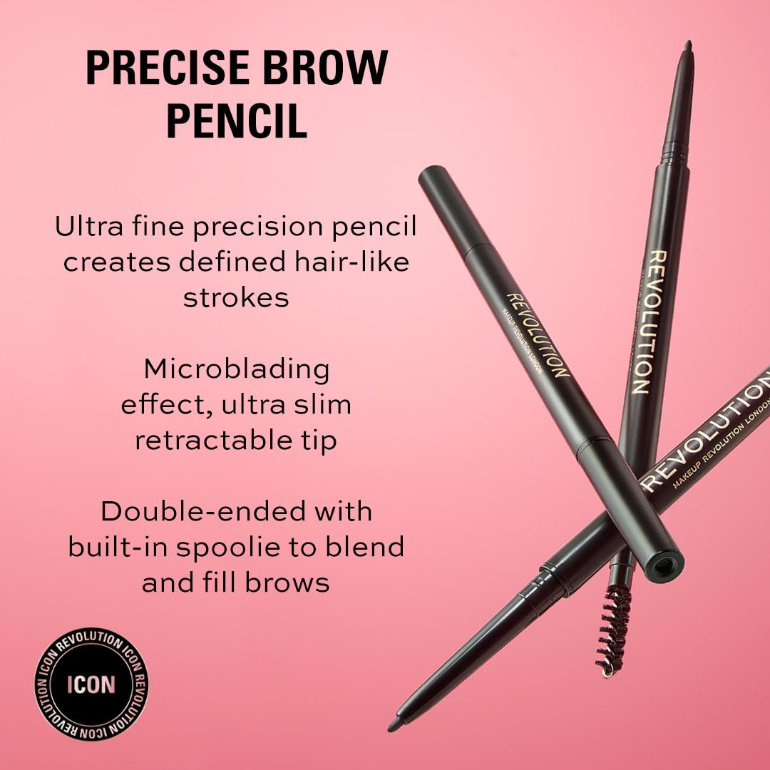 Revolution Precise Brow Pencil ultra-fine tip close-up for precise hair-like strokes