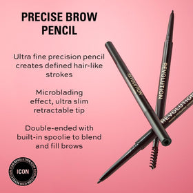 Revolution Precise Brow Pencil ultra-fine tip close-up for precise hair-like strokes