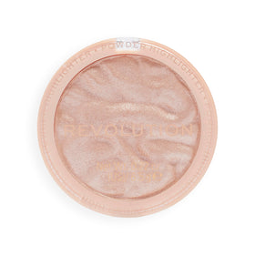 Revolution Beauty London highlighter next to coin showing compact size and travel-friendly benefit