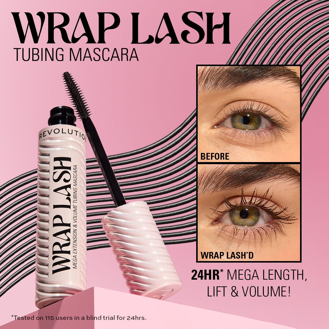 Revolution Beauty London mascara texture swiped for tubing finish and length