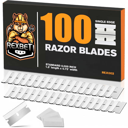 REXBETI front packaging showing 100 blades and durable storage