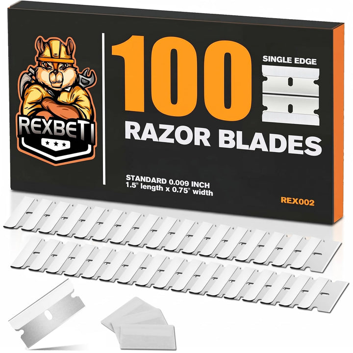 REXBETI front packaging showing 100 blades and durable storage