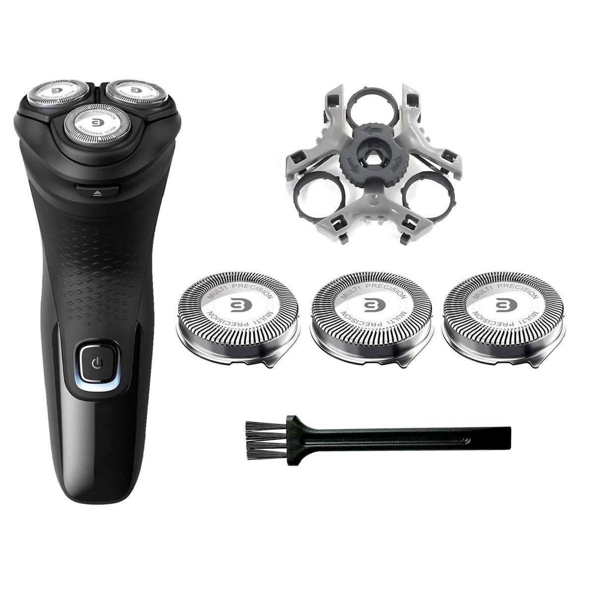 RF RollingFit front packaging showing three SH30 replacement heads and accessories for easy replacement