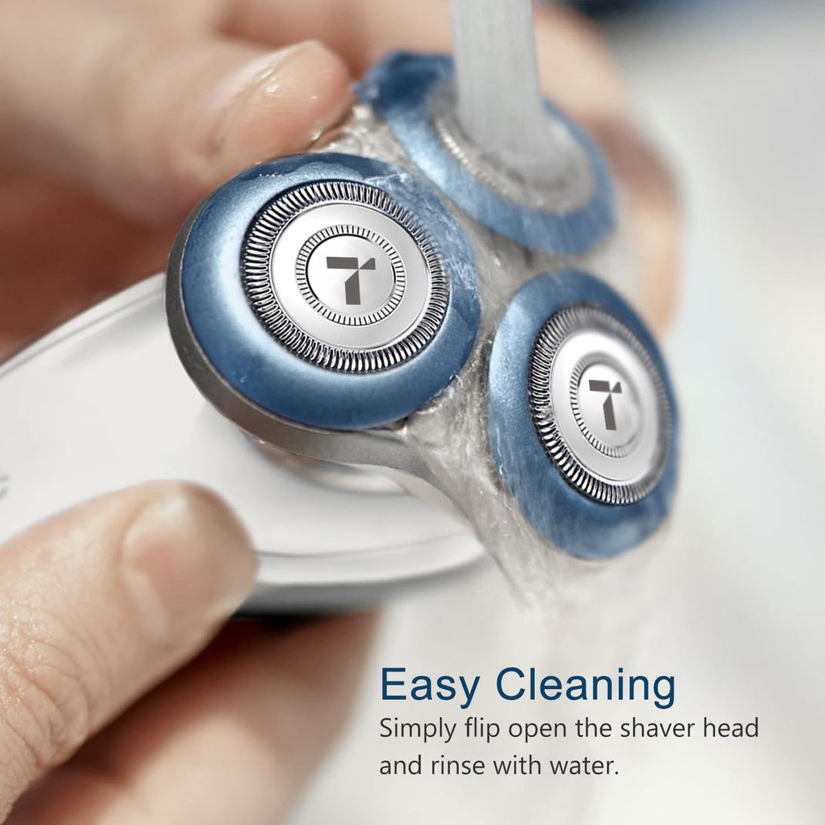 RF RollingFit replacement head installed on shaver demonstrating easy fit benefit