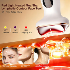RFVDC hot mode glowing to show heated gua sha action that preps skin for serums