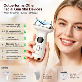 RFVDC gua sha used along jawline showing precise scraping to support contouring