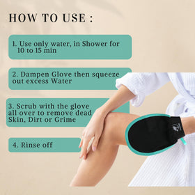 R'GANIA back scrubber in use smoothing skin and improving circulation