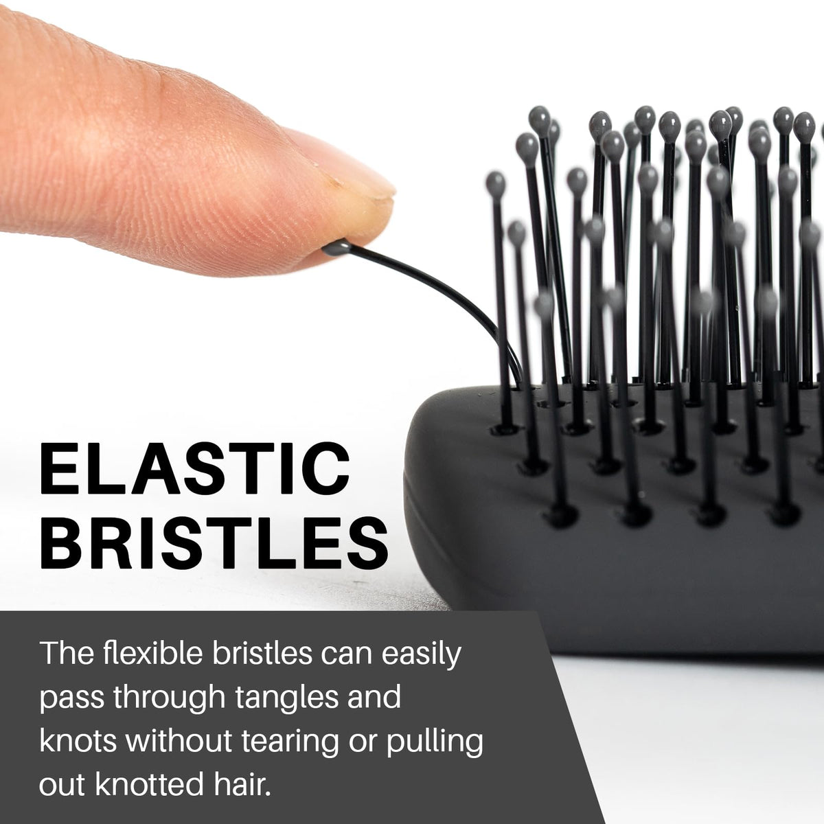 RHOS close-up of nylon bristles highlighting smooth detangling action