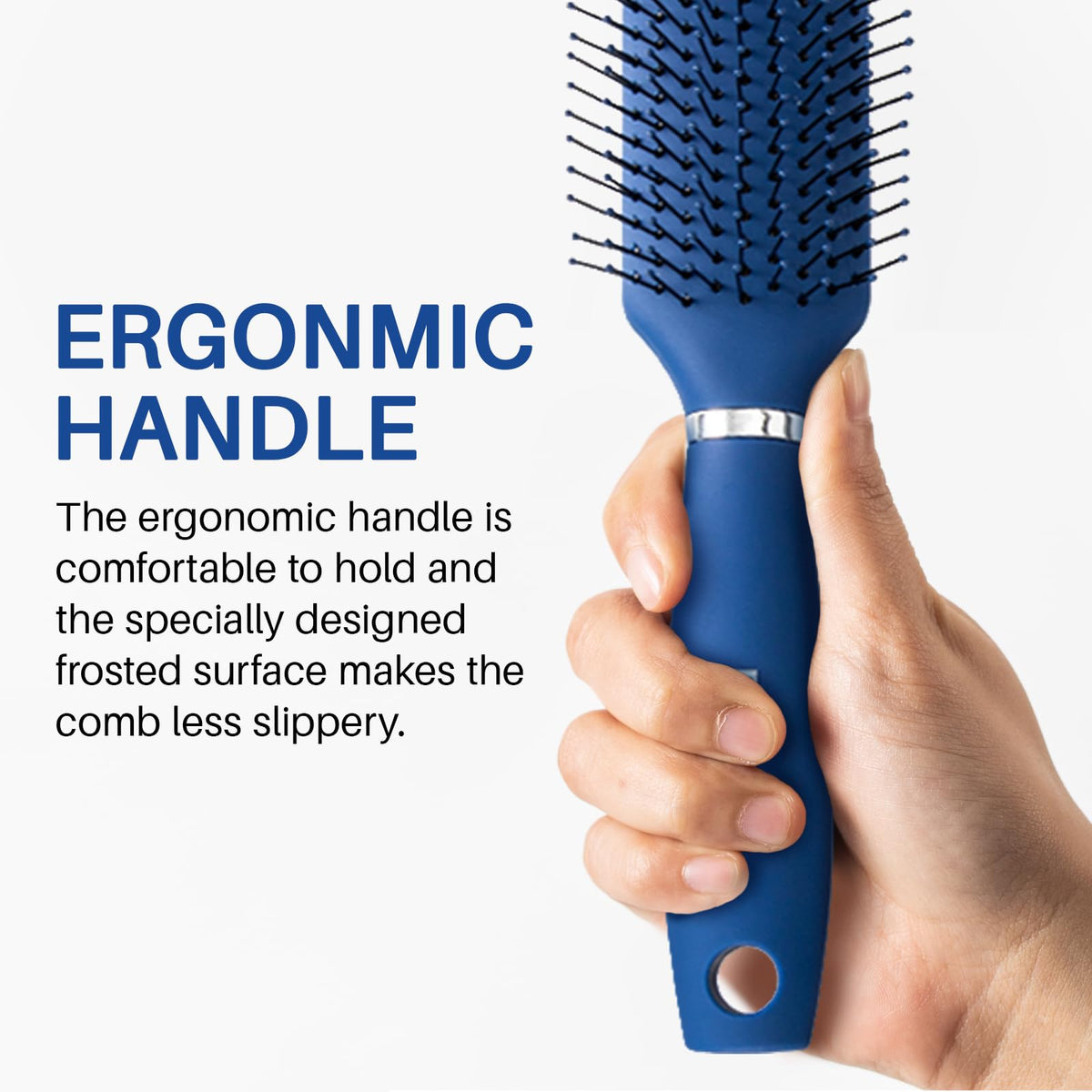 RHOS close-up of nylon bristles flexing to detangle hair smoothly