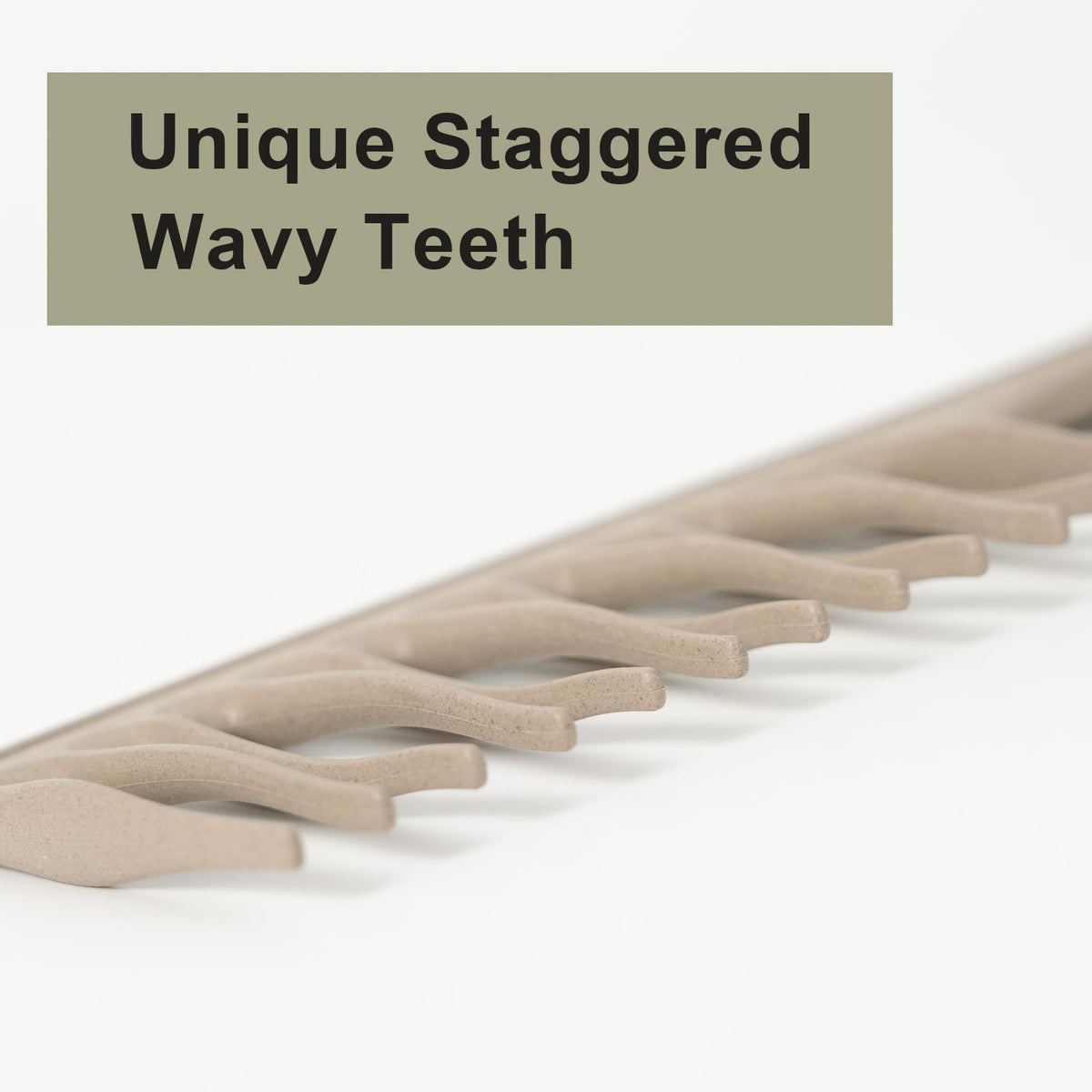 RHOS close-up of staggered wavy teeth reduces pulling and breakage
