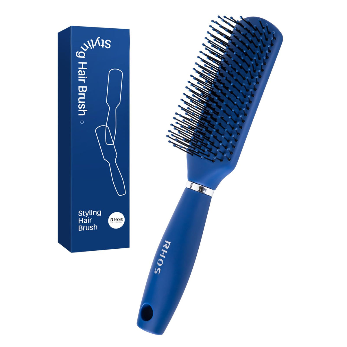 RHOS front view of blue brush showing compact design and profile benefit