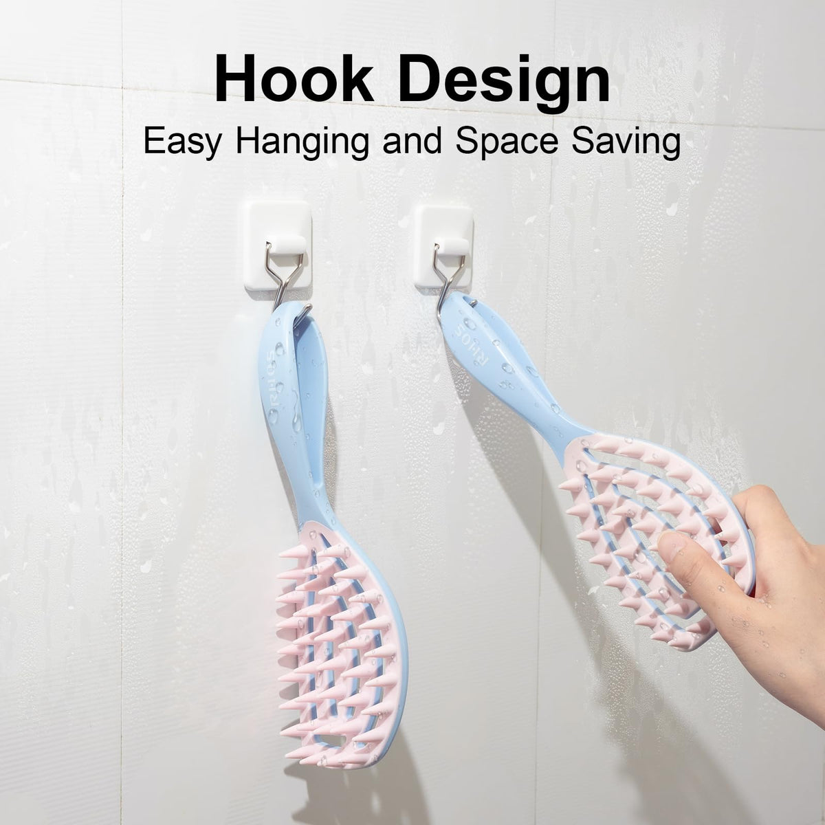 RHOS in-shower use with lather showing efficient shampoo distribution and deeper clean
