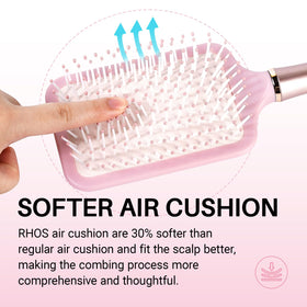 RHOS bristle detail with rounded nylon tips protecting hair cuticles during brushing