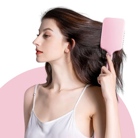 RHOS brush styled on bathroom vanity conveying everyday grooming routine benefit